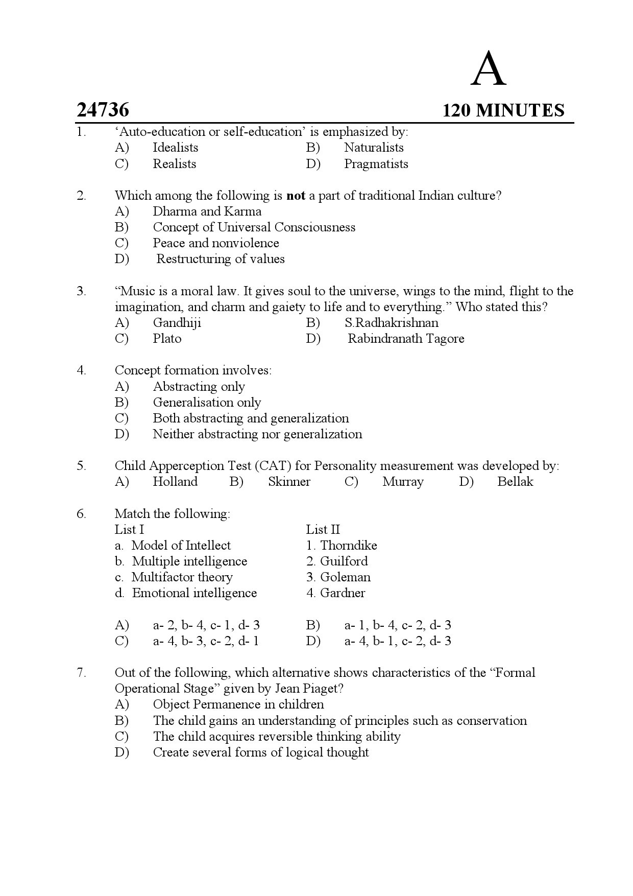 Kerala SET General Paper Exam Question Paper July 2024 1