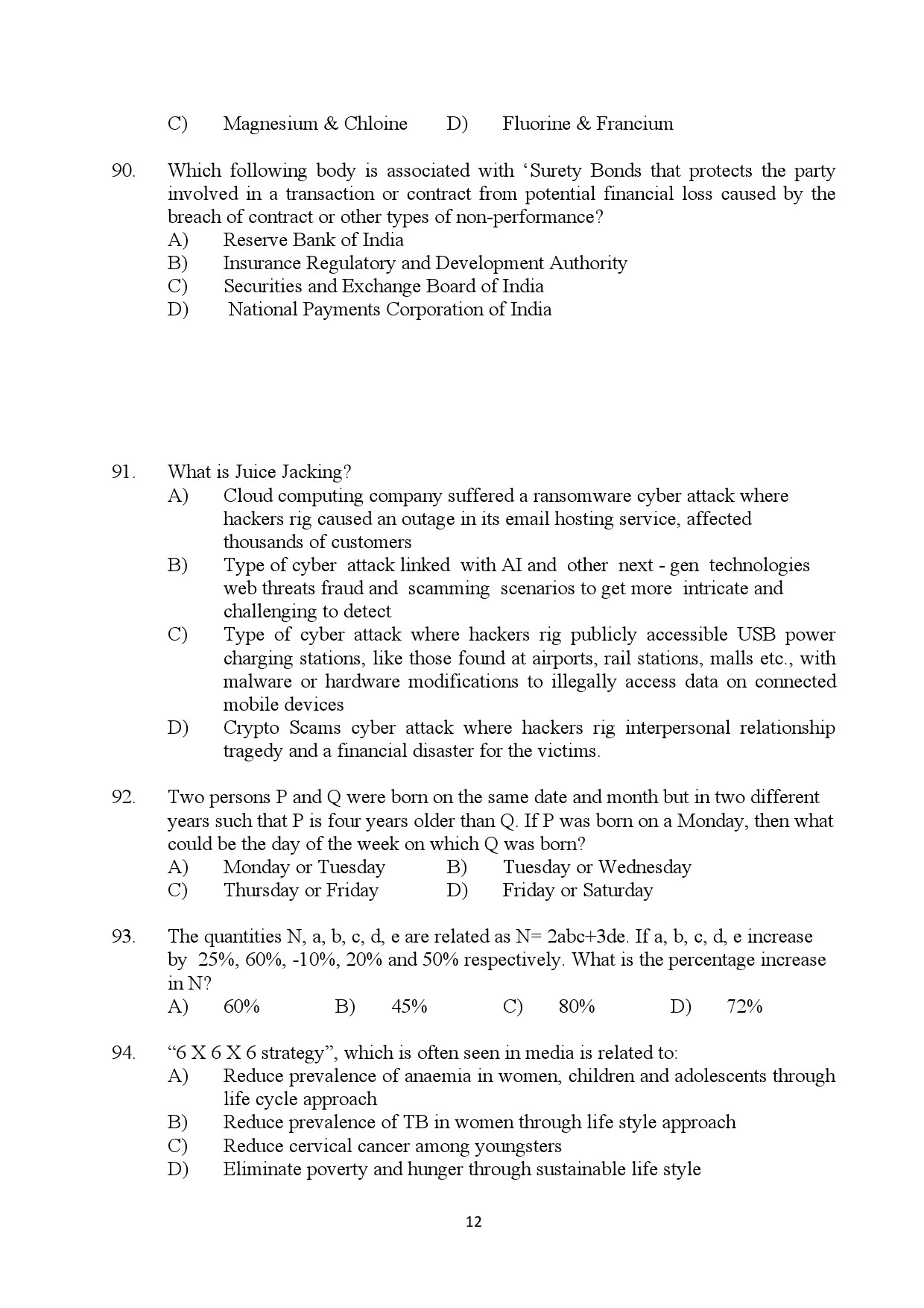 Kerala SET General Paper Exam Question Paper July 2024 12