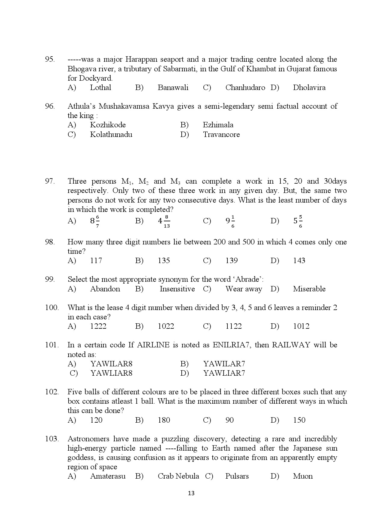 Kerala SET General Paper Exam Question Paper July 2024 13