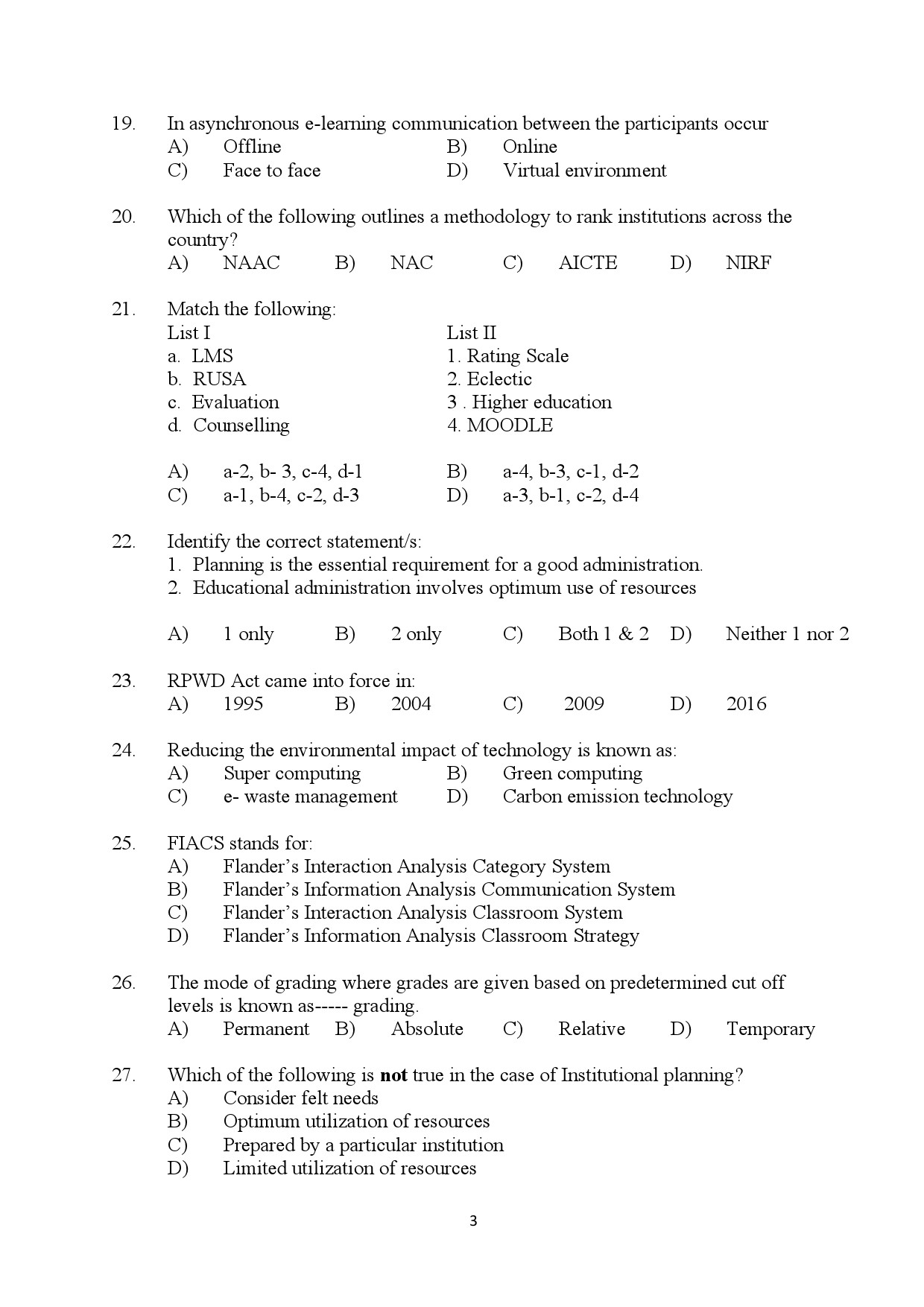 Kerala SET General Paper Exam Question Paper July 2024 3