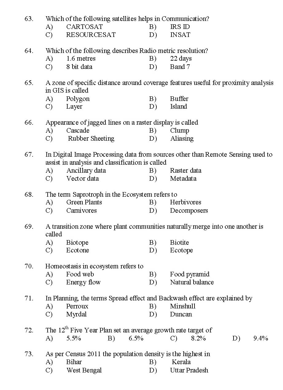 Kerala SET Geography Exam 2014 Question Code 14210 7