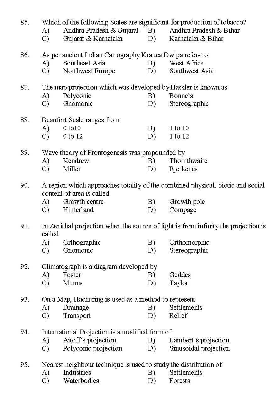 Kerala SET Geography Exam 2014 Question Code 14210 9