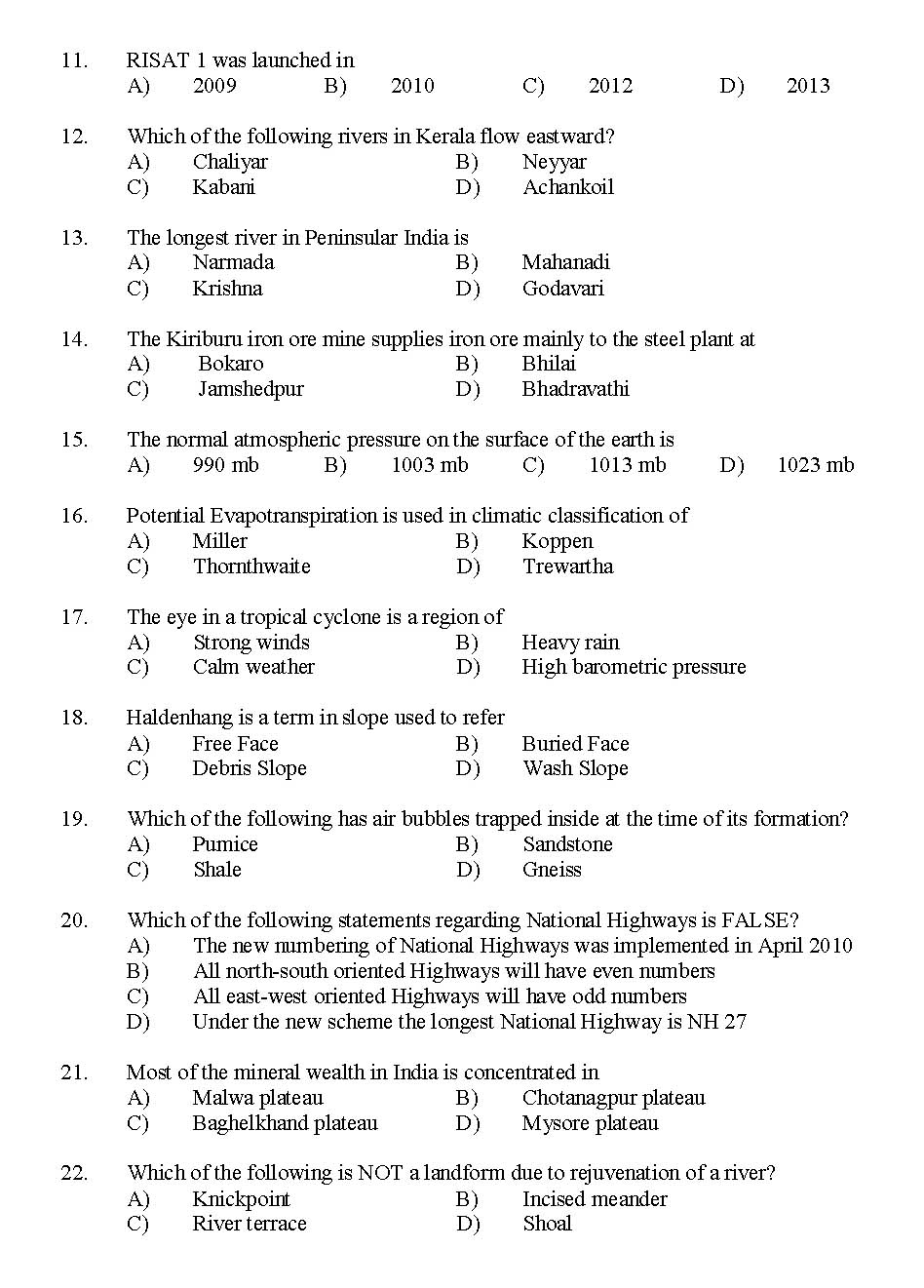 Kerala SET Geography Exam 2015 Question Code 15610 2