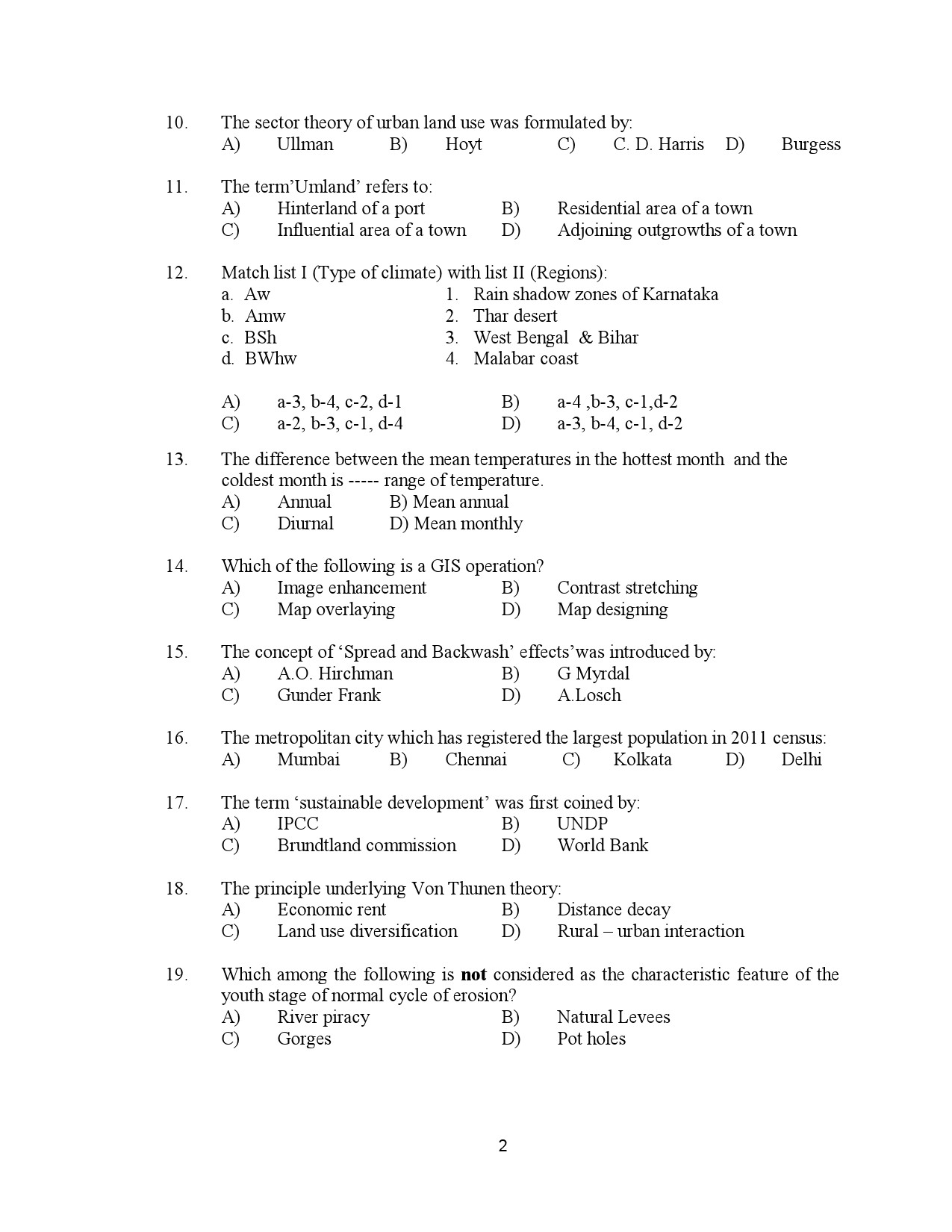 Kerala SET Geography Exam Question Paper January 2023 2