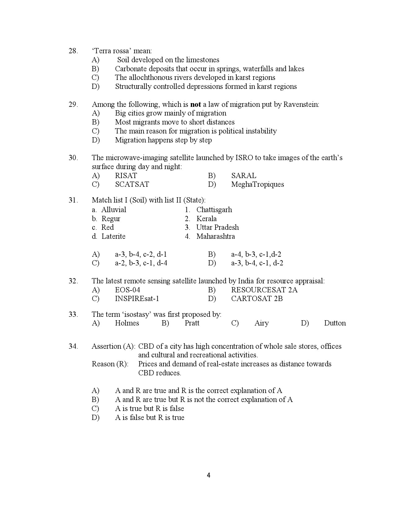 Kerala SET Geography Exam Question Paper January 2023 4