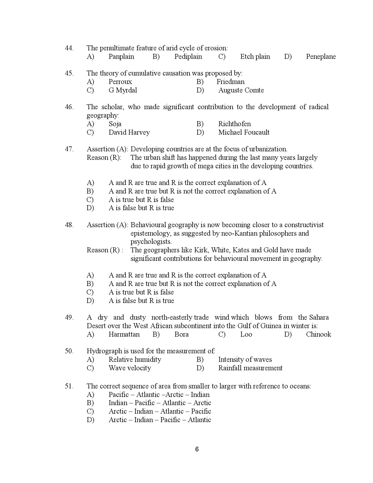 Kerala SET Geography Exam Question Paper January 2023 6