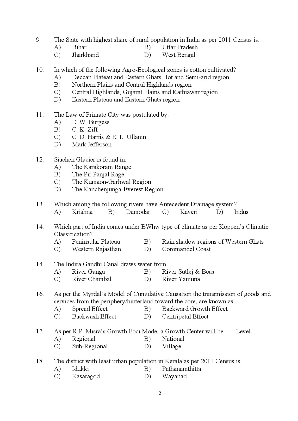 Kerala SET Geography Exam Question Paper January 2024 2