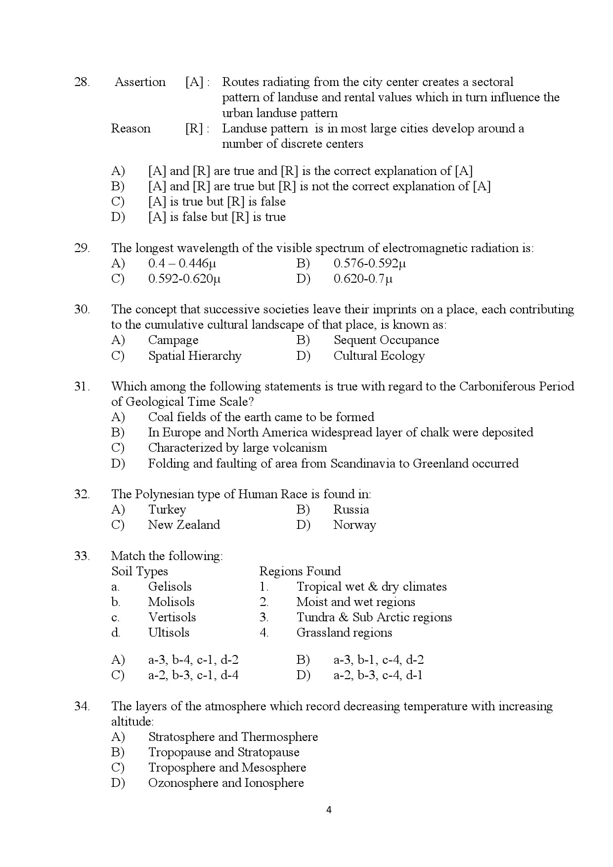 Kerala SET Geography Exam Question Paper January 2024 4