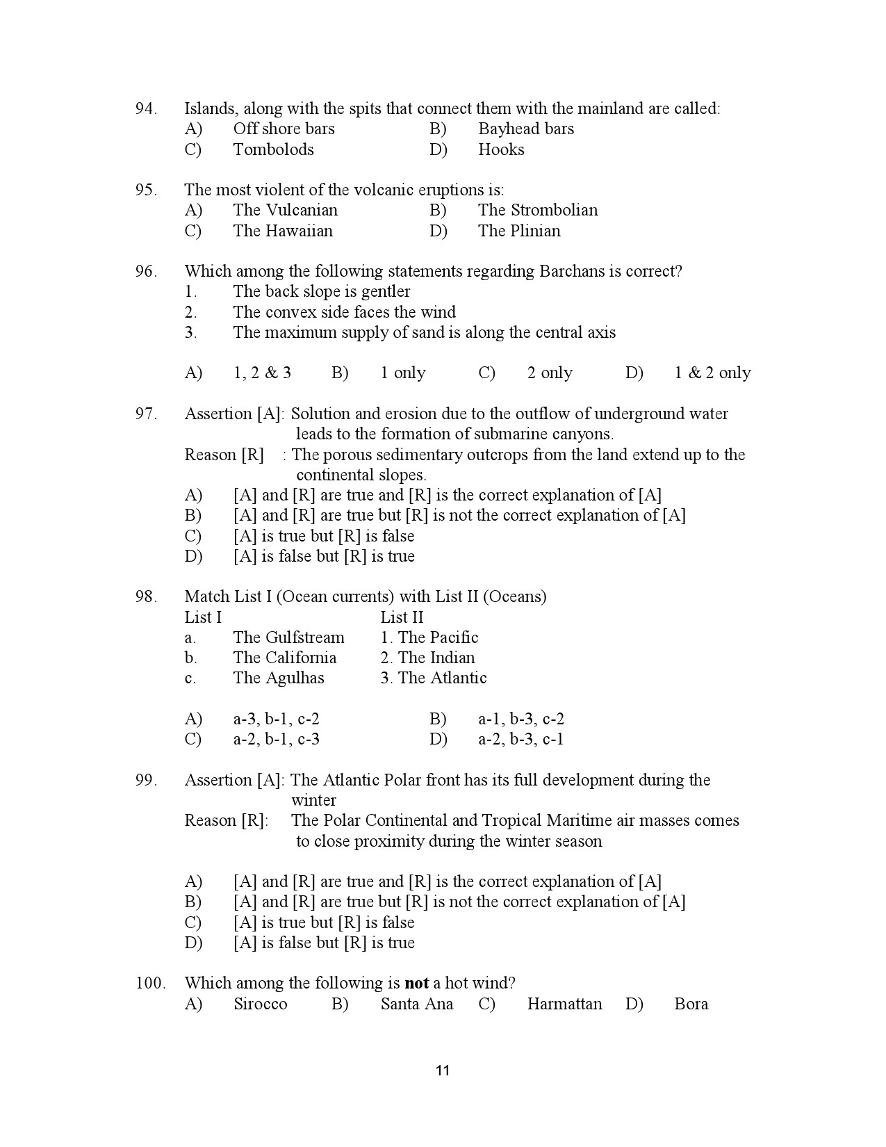 Kerala SET Geography Exam Question Paper July 2023 11