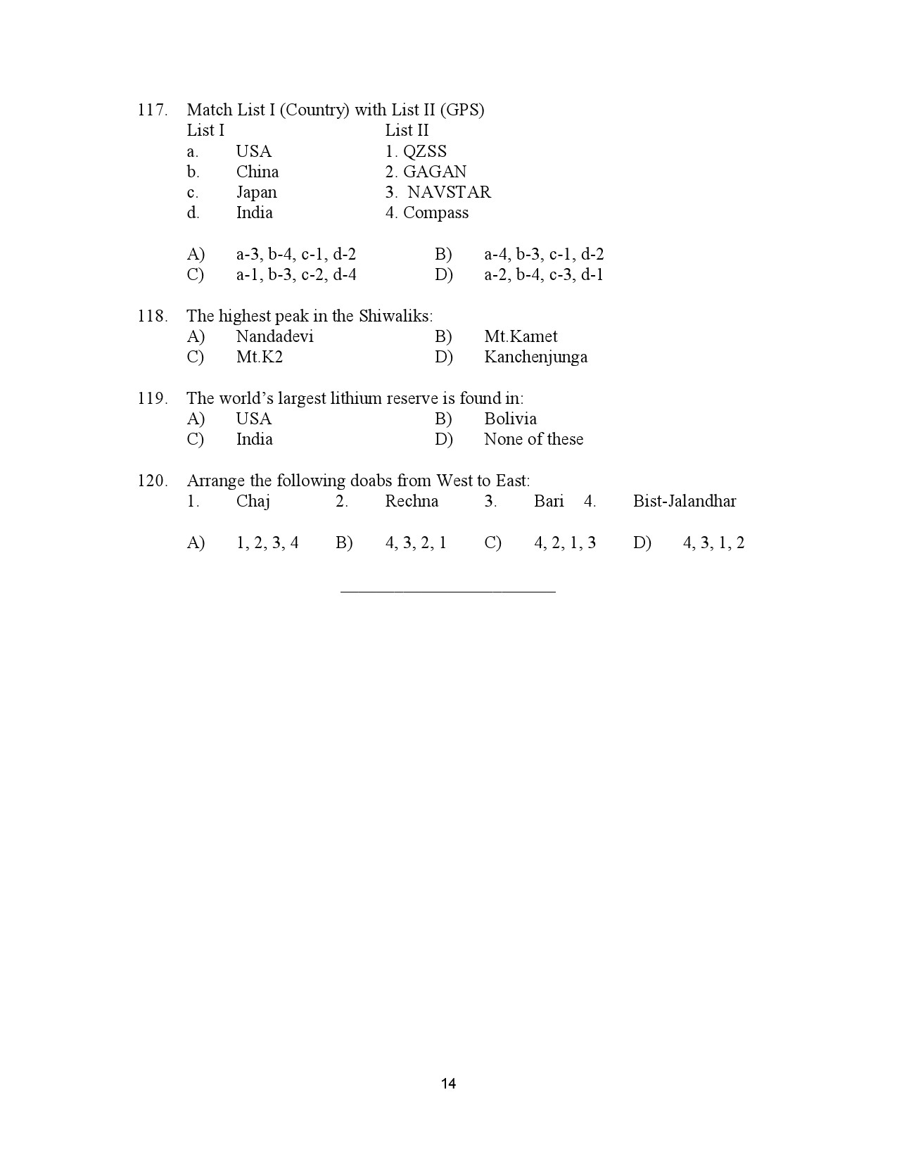 Kerala SET Geography Exam Question Paper July 2023 14