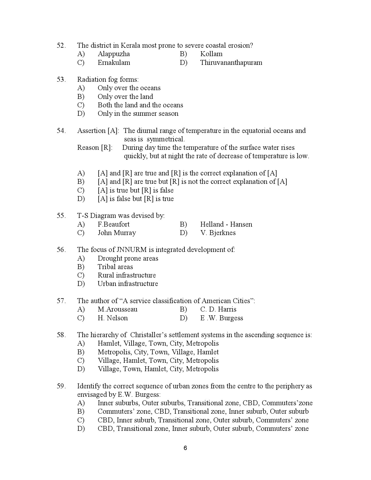 Kerala SET Geography Exam Question Paper July 2023 6