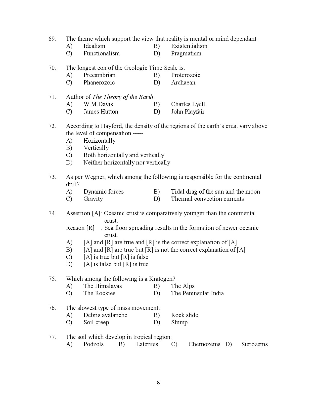 Kerala SET Geography Exam Question Paper July 2023 8