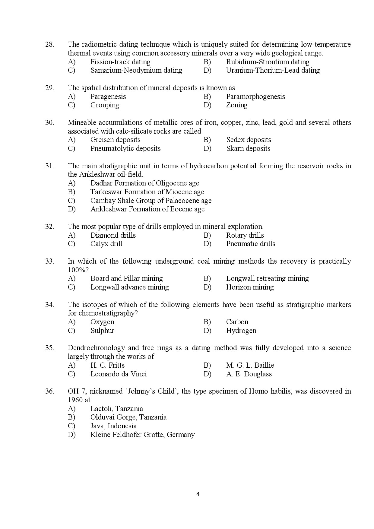 Kerala SET Geology Exam Question Paper February 2018 4