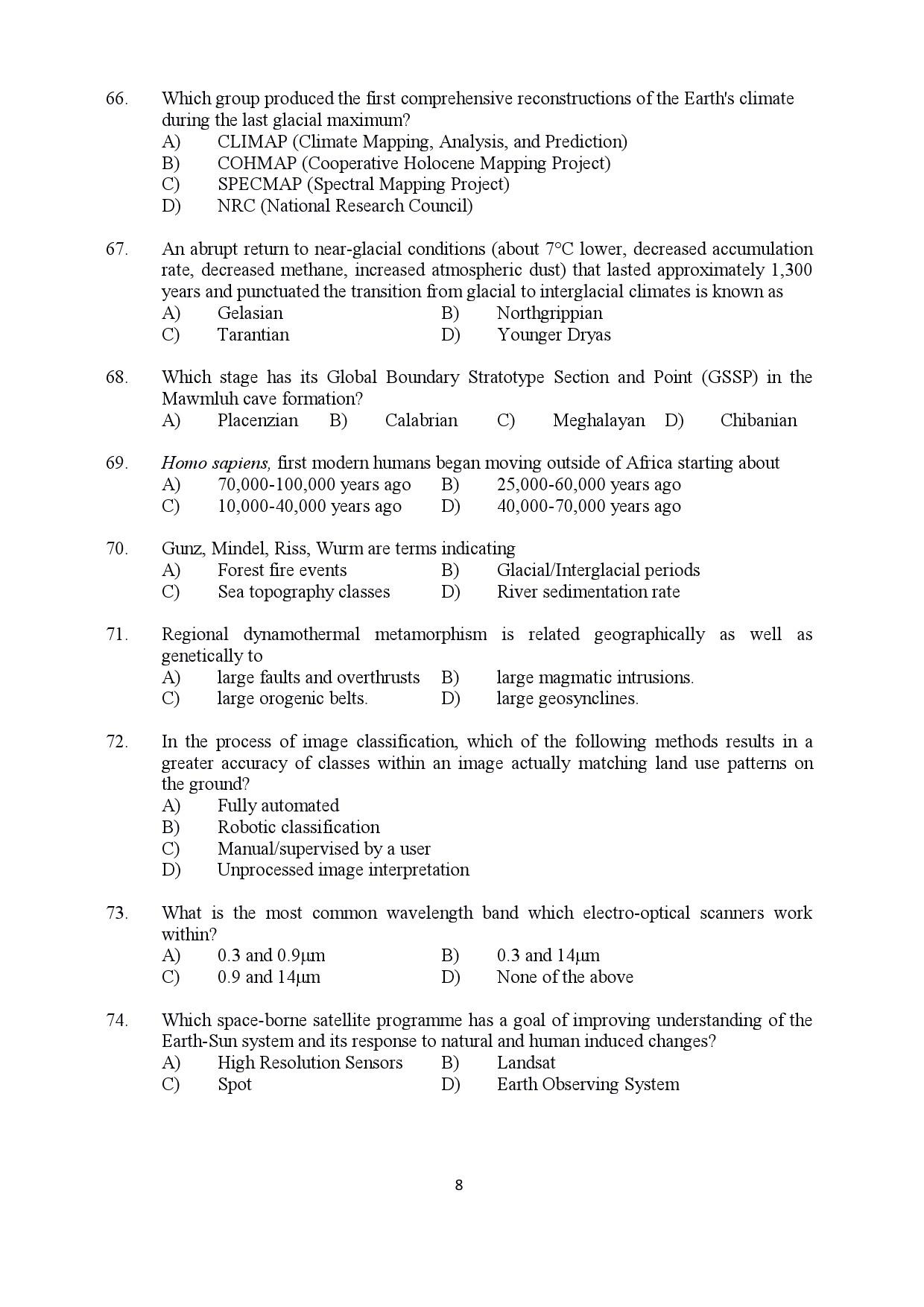 Kerala SET Geology Exam Question Paper February 2019 8
