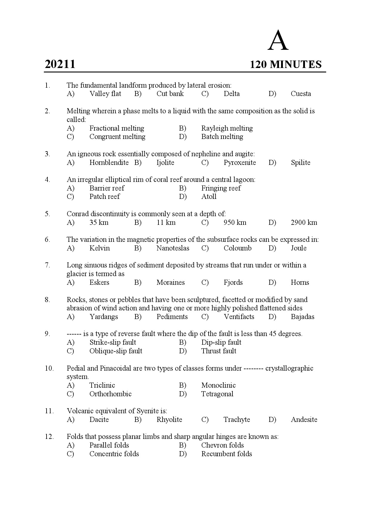 Kerala SET Geology Exam Question Paper February 2020 1