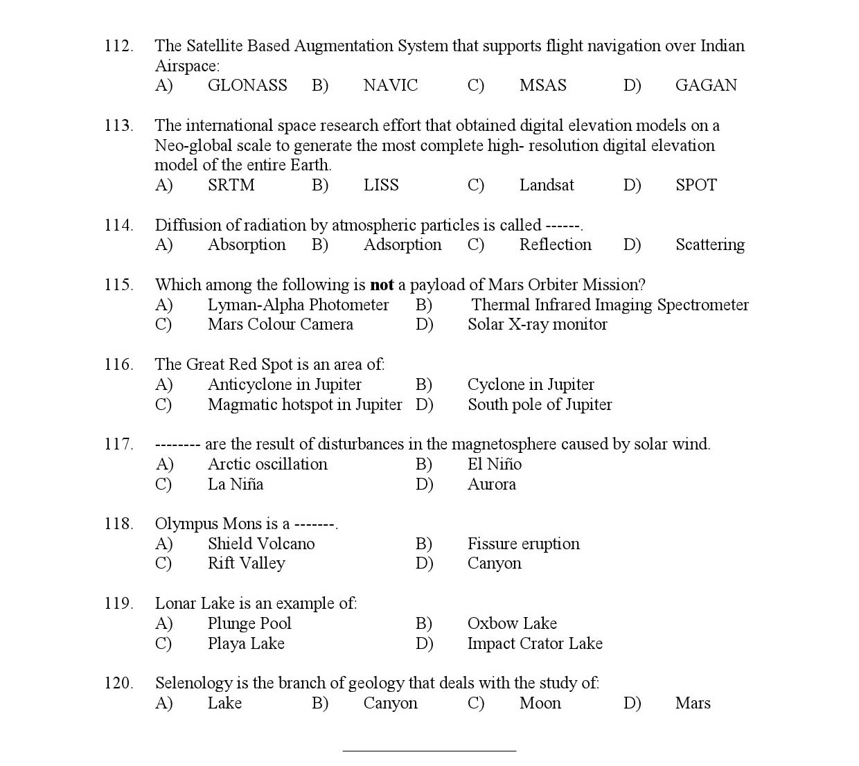 Kerala SET Geology Exam Question Paper February 2020 10