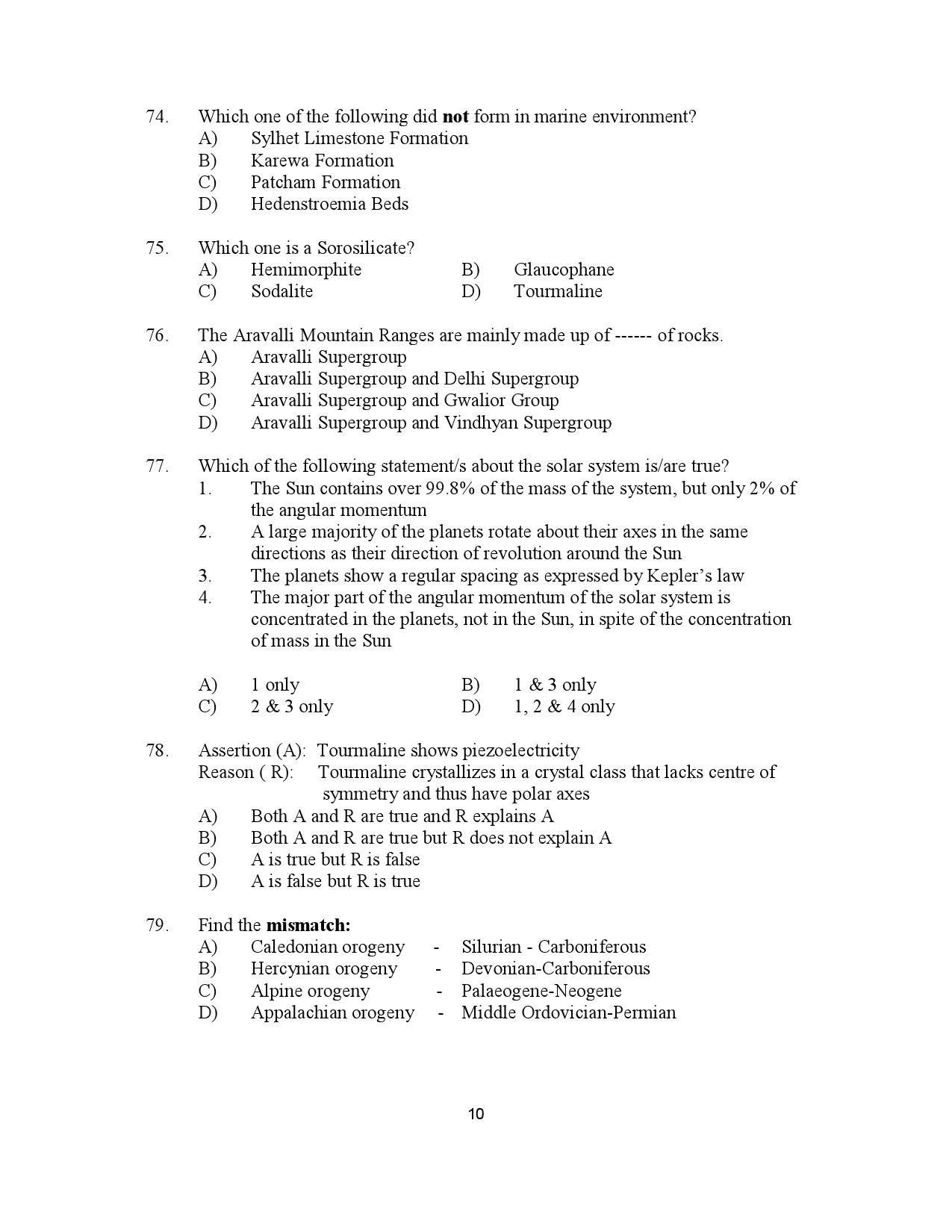 Kerala SET Geology Exam Question Paper January 2023 10