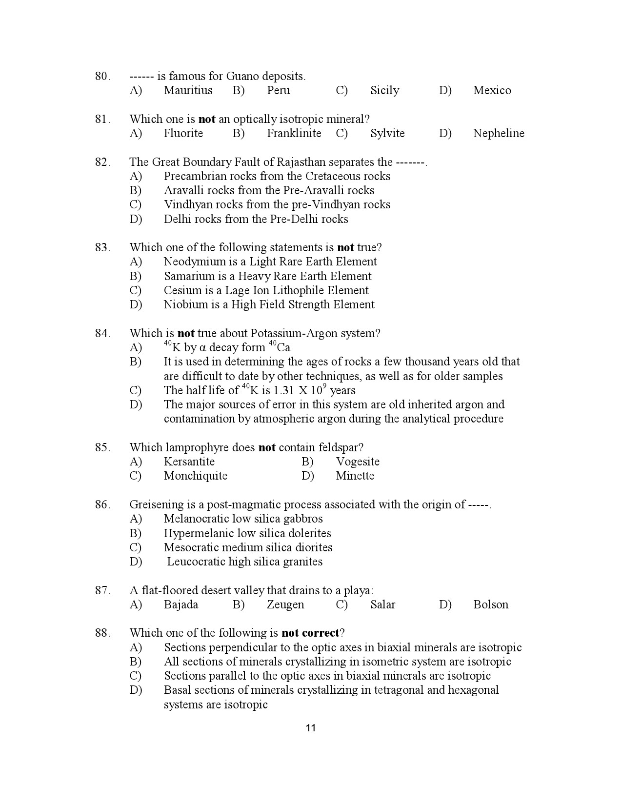 Kerala SET Geology Exam Question Paper January 2023 11