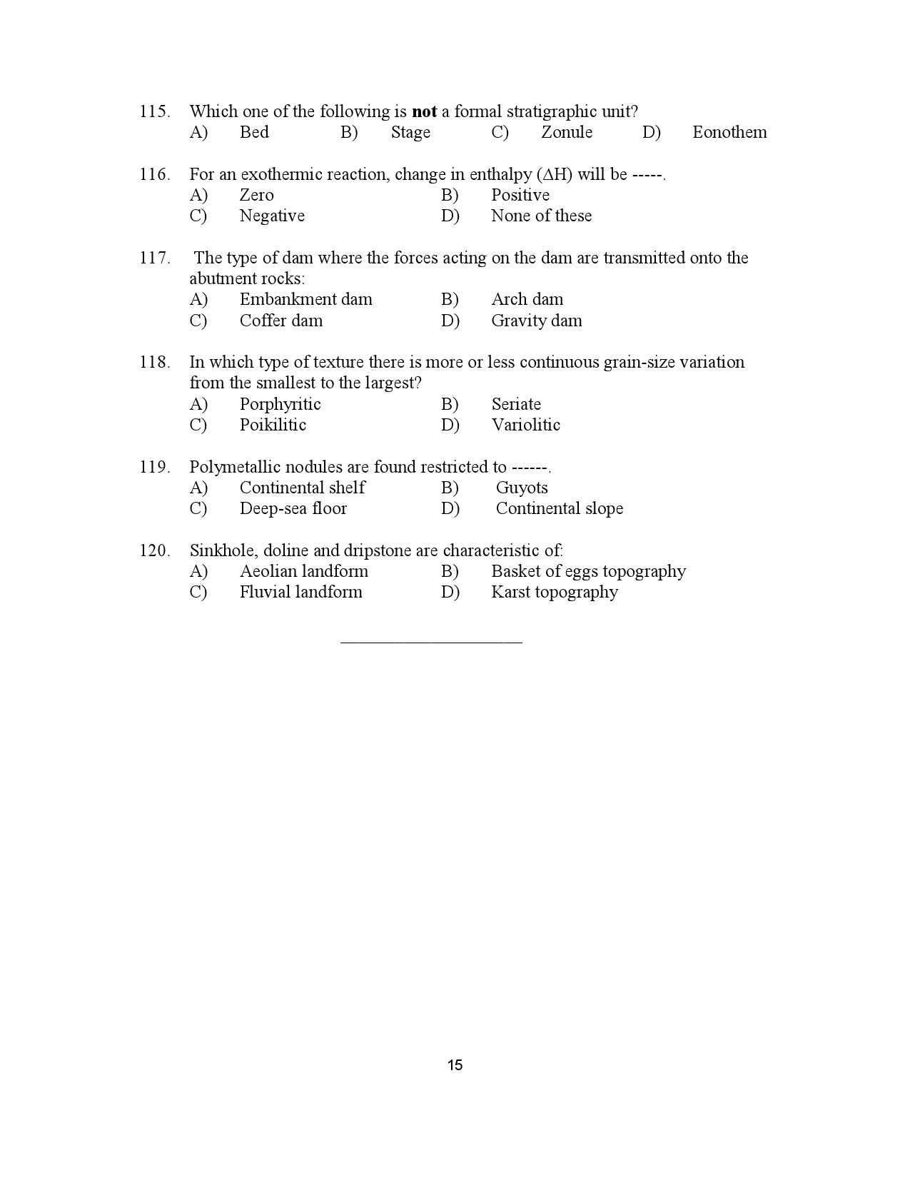 Kerala SET Geology Exam Question Paper January 2023 15