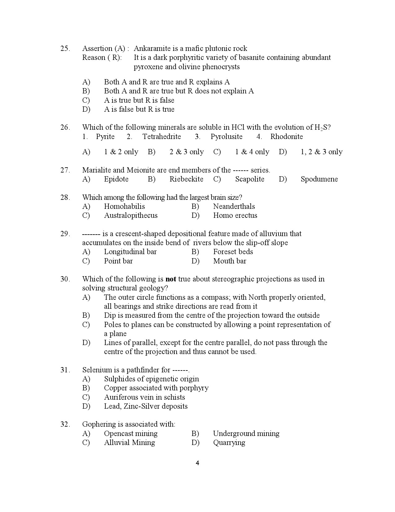 Kerala SET Geology Exam Question Paper January 2023 4