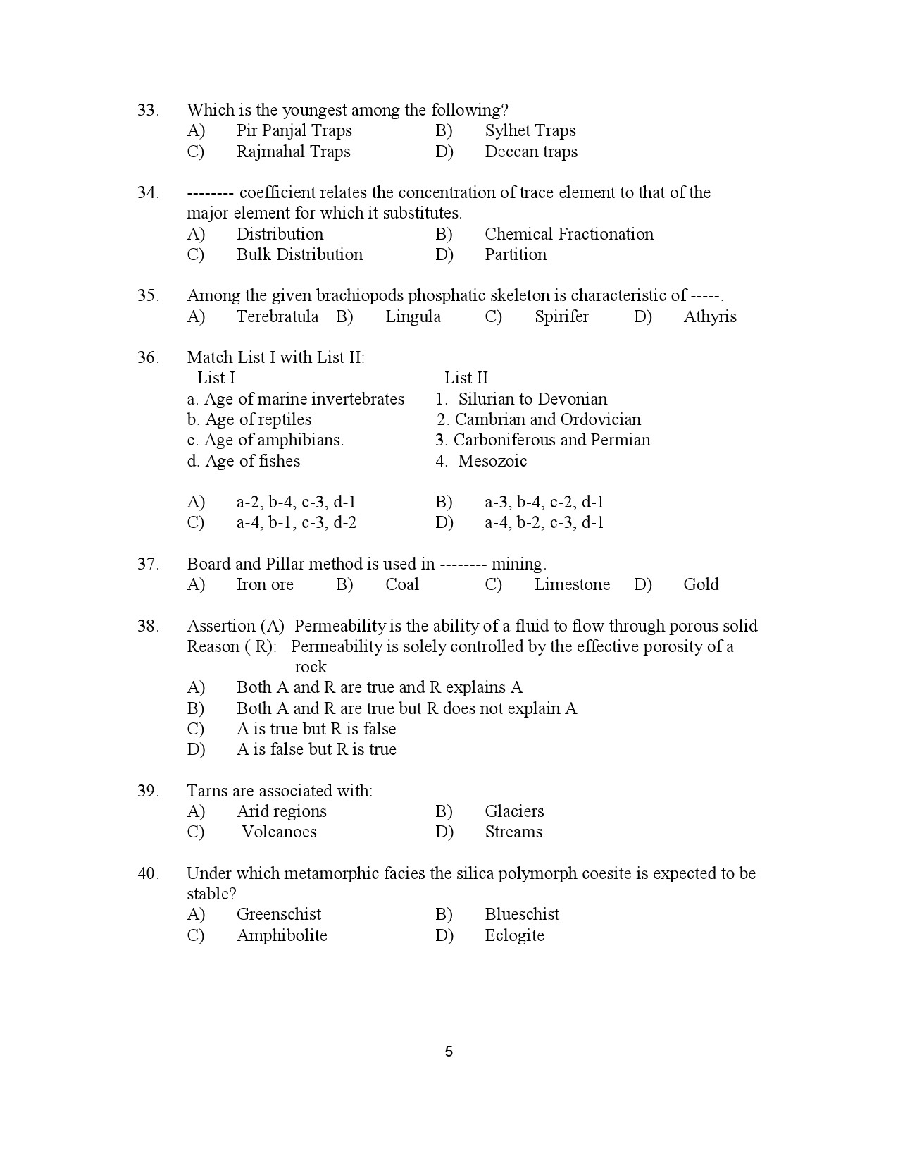 Kerala SET Geology Exam Question Paper January 2023 5