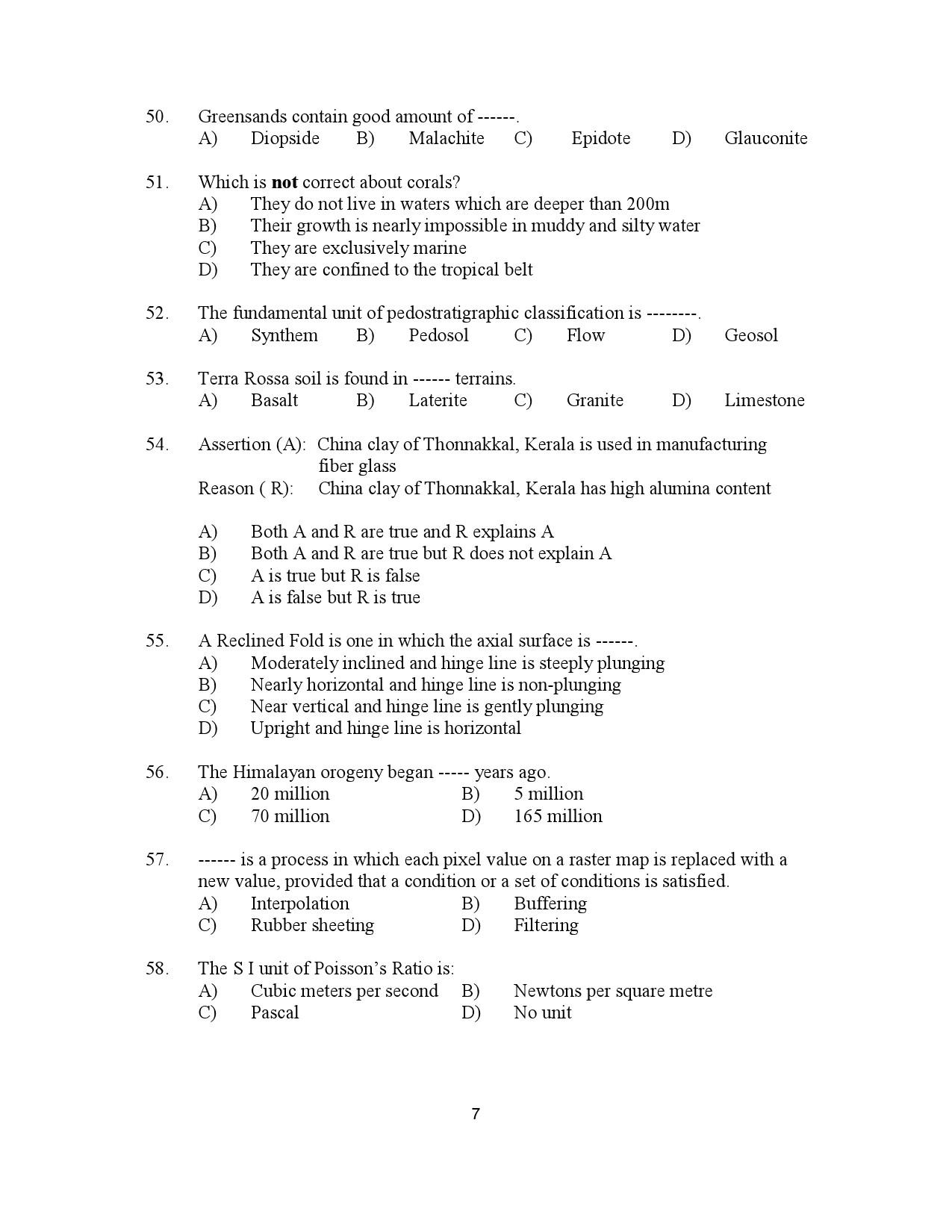 Kerala SET Geology Exam Question Paper January 2023 7