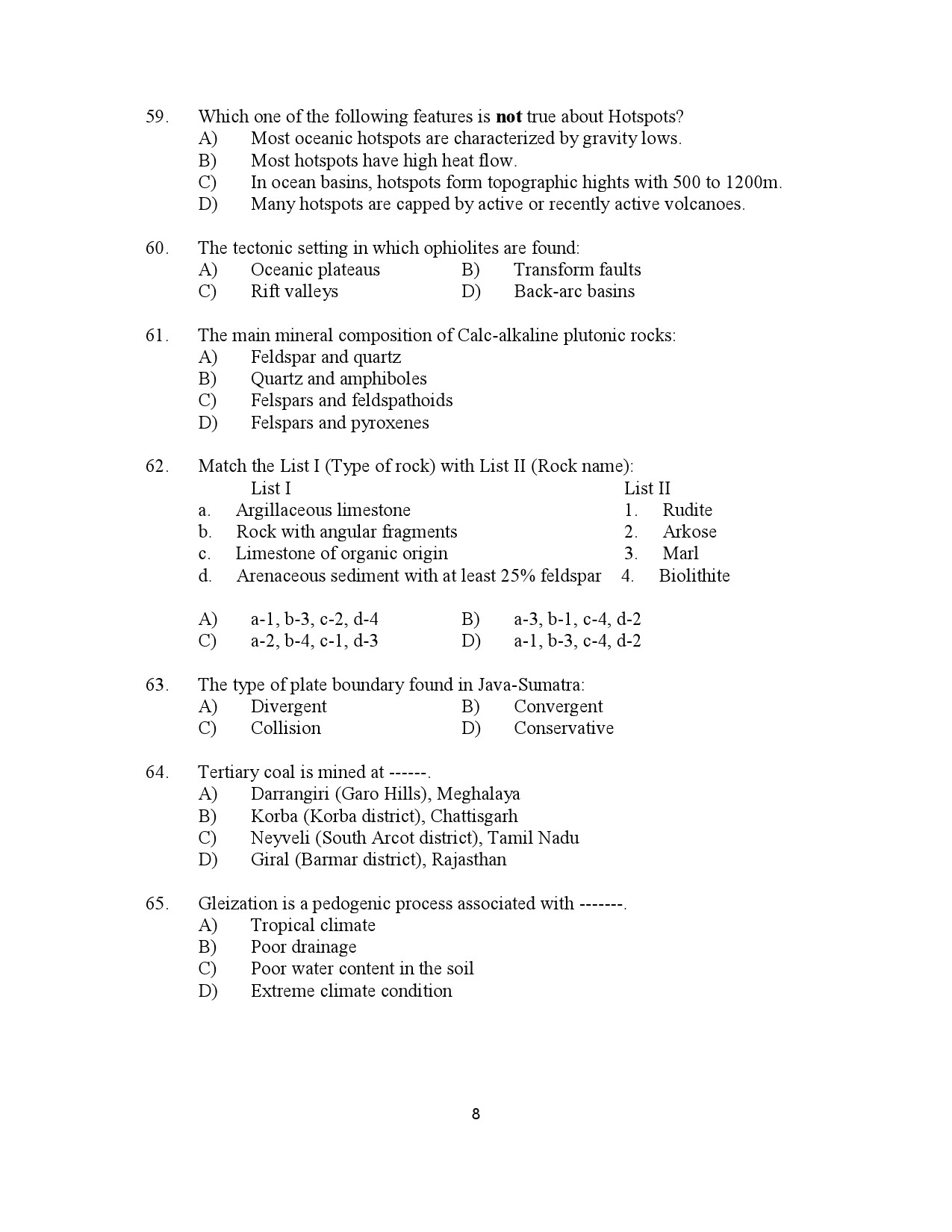 Kerala SET Geology Exam Question Paper January 2023 8