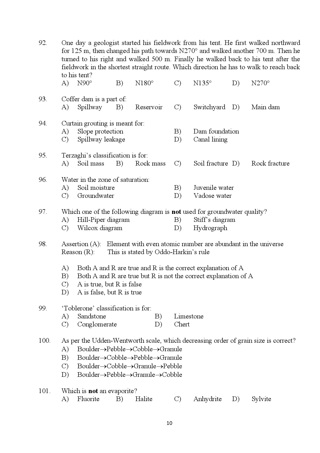 Kerala SET Geology Exam Question Paper January 2024 10