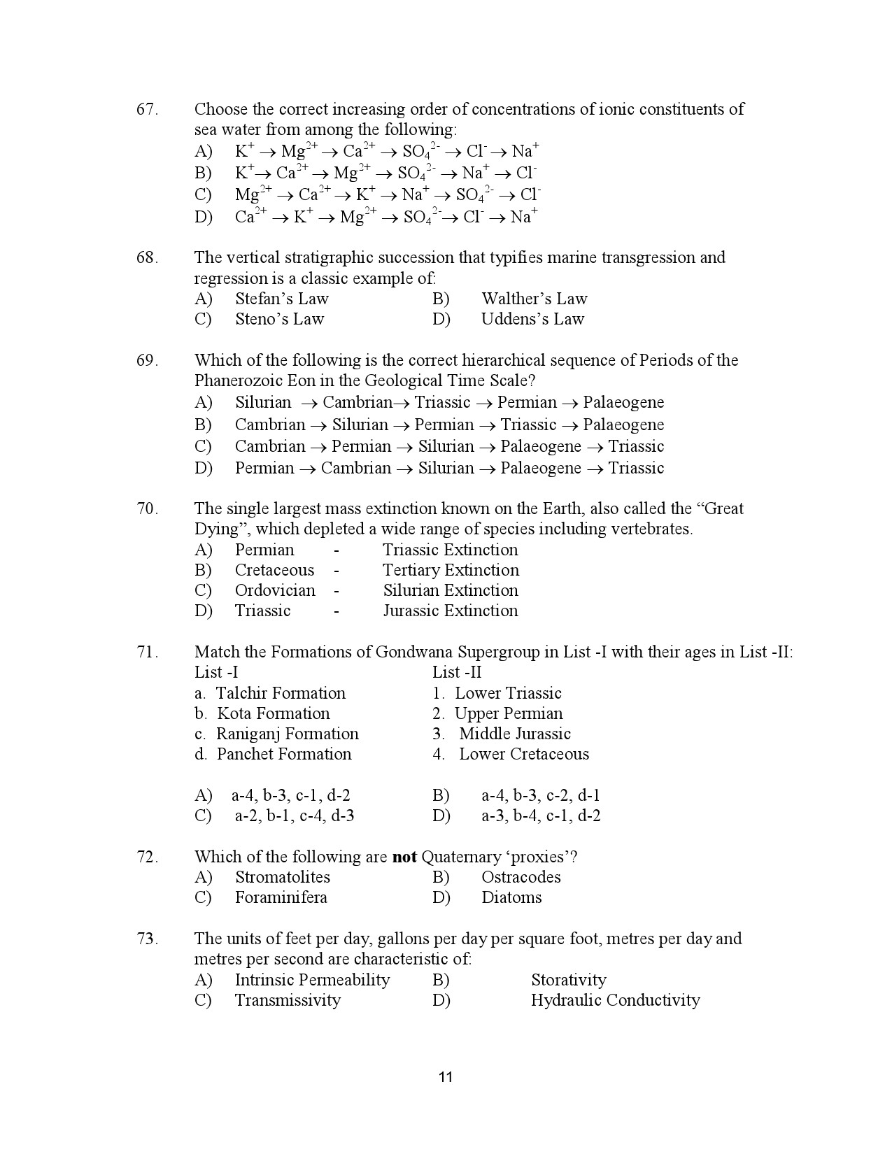 Kerala SET Geology Exam Question Paper July 2023 11