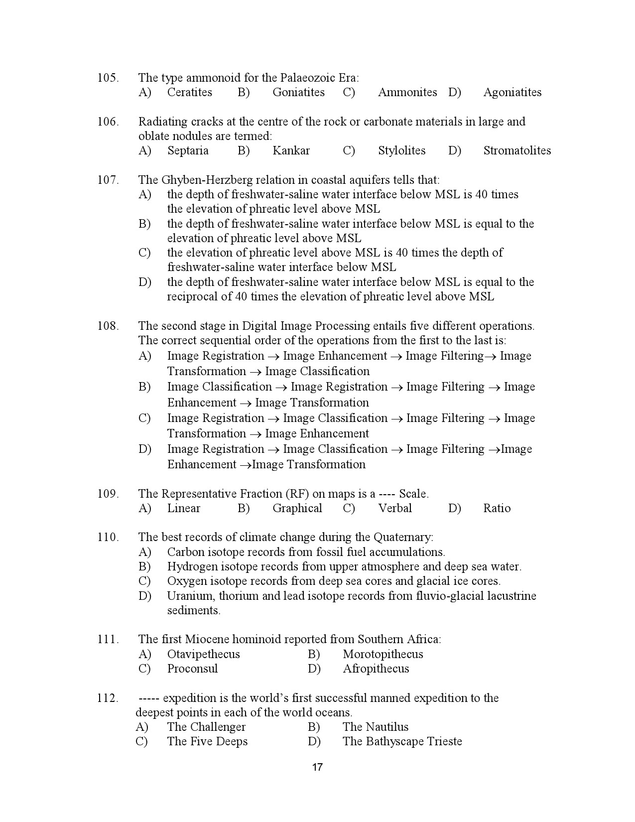 Kerala SET Geology Exam Question Paper July 2023 17