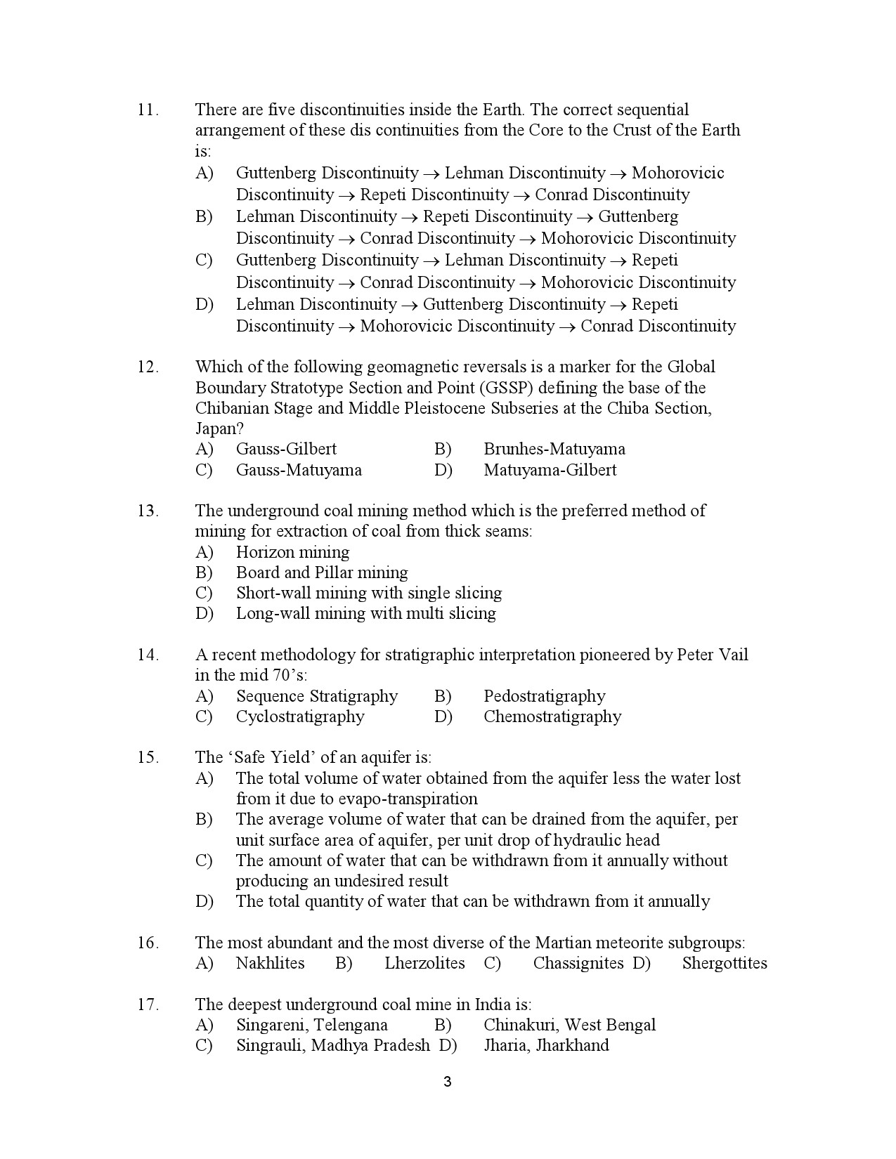 Kerala SET Geology Exam Question Paper July 2023 3