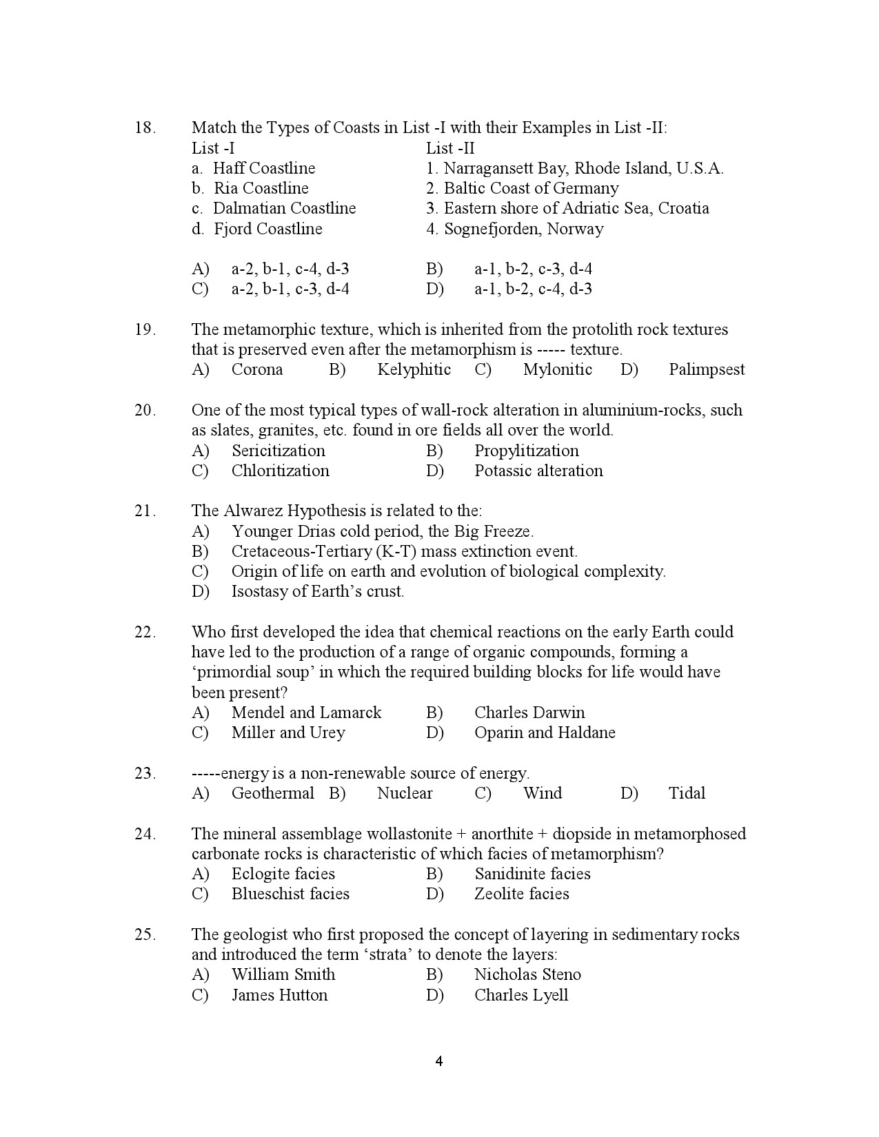 Kerala SET Geology Exam Question Paper July 2023 4