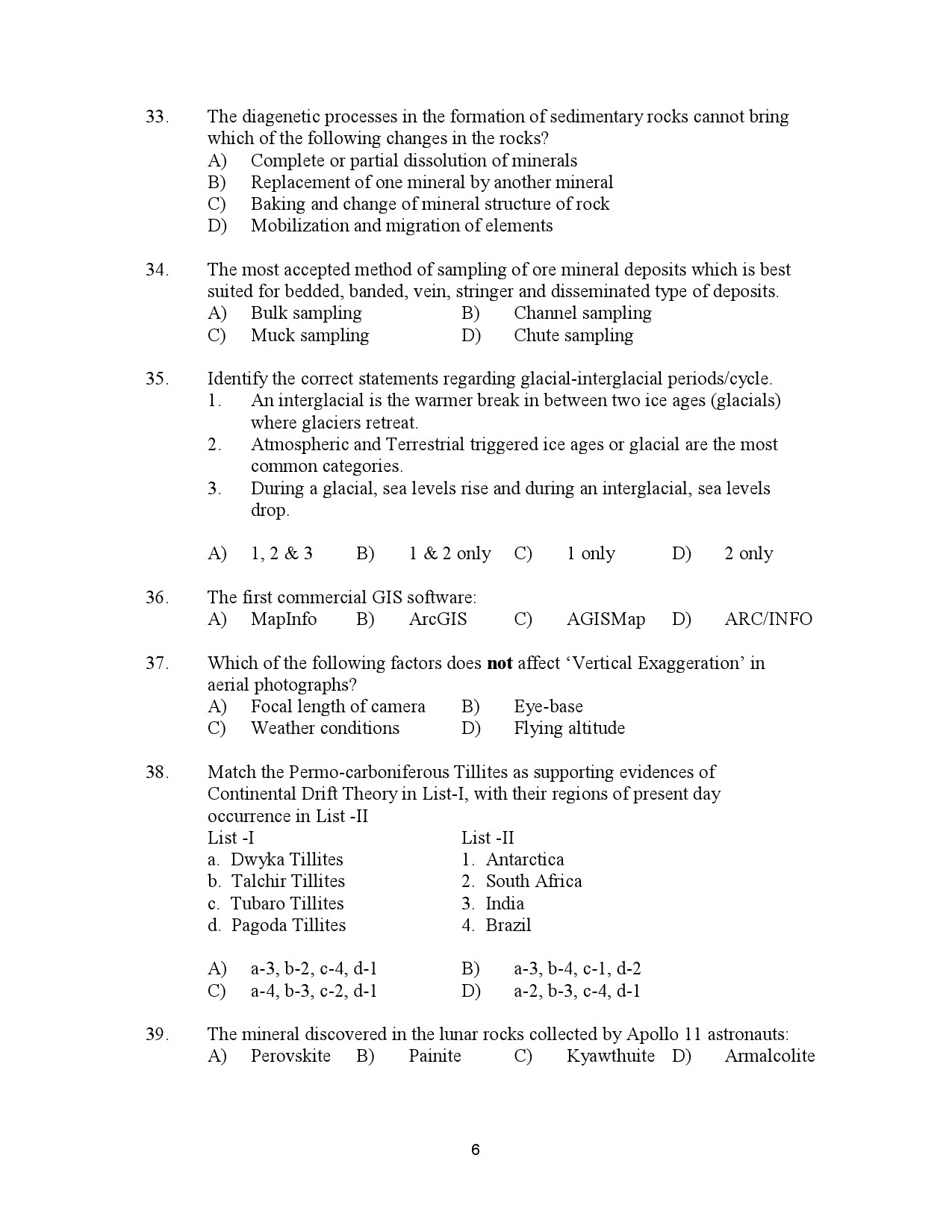 Kerala SET Geology Exam Question Paper July 2023 6