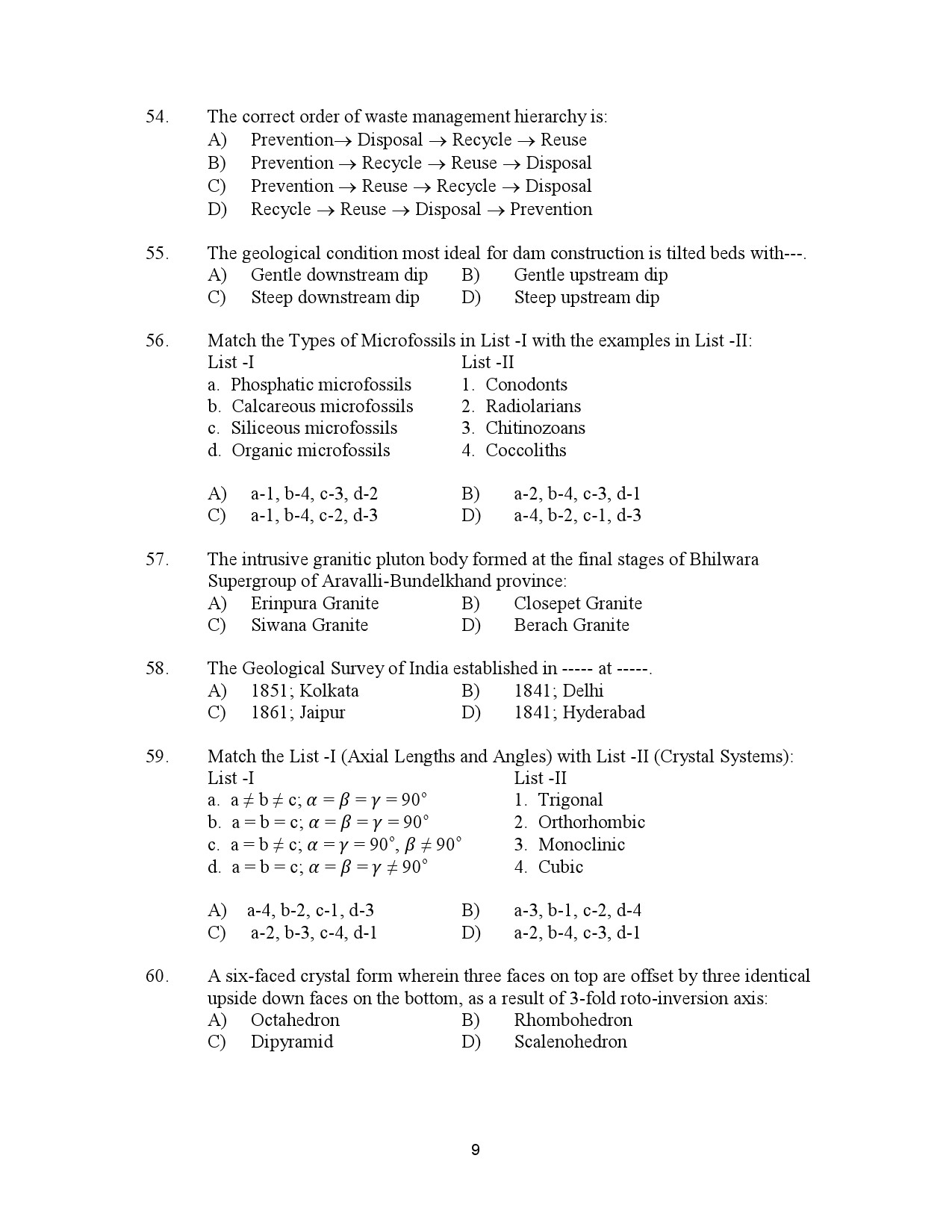 Kerala SET Geology Exam Question Paper July 2023 9