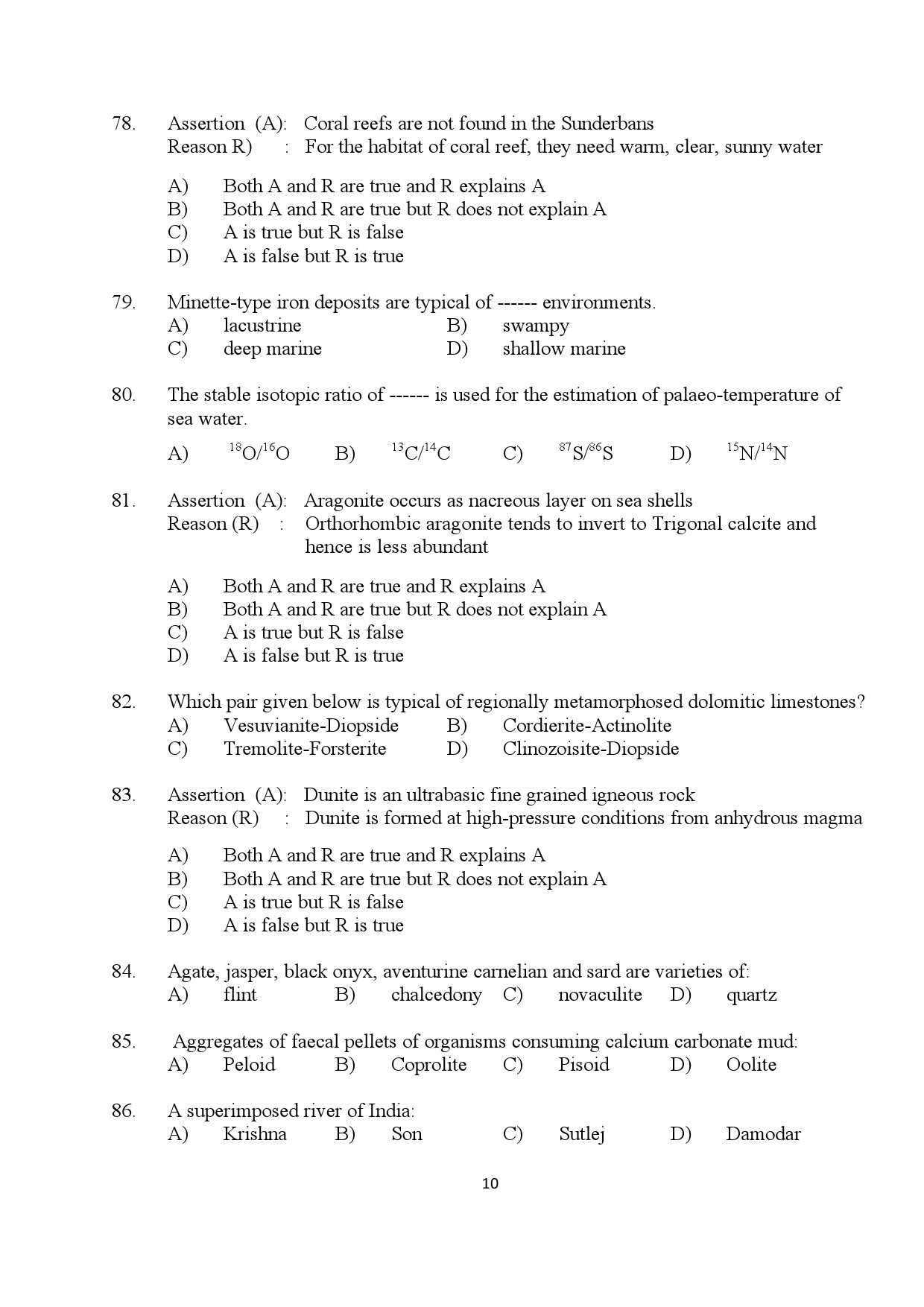 Kerala SET Geology Exam Question Paper July 2024 10