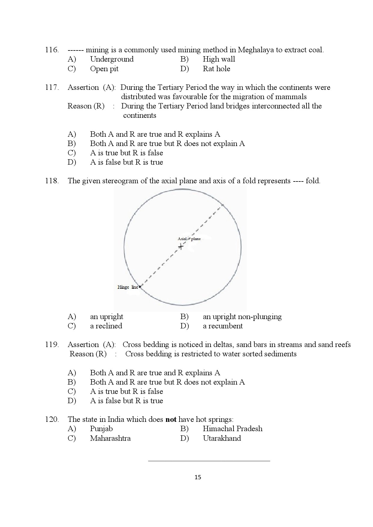 Kerala SET Geology Exam Question Paper July 2024 15