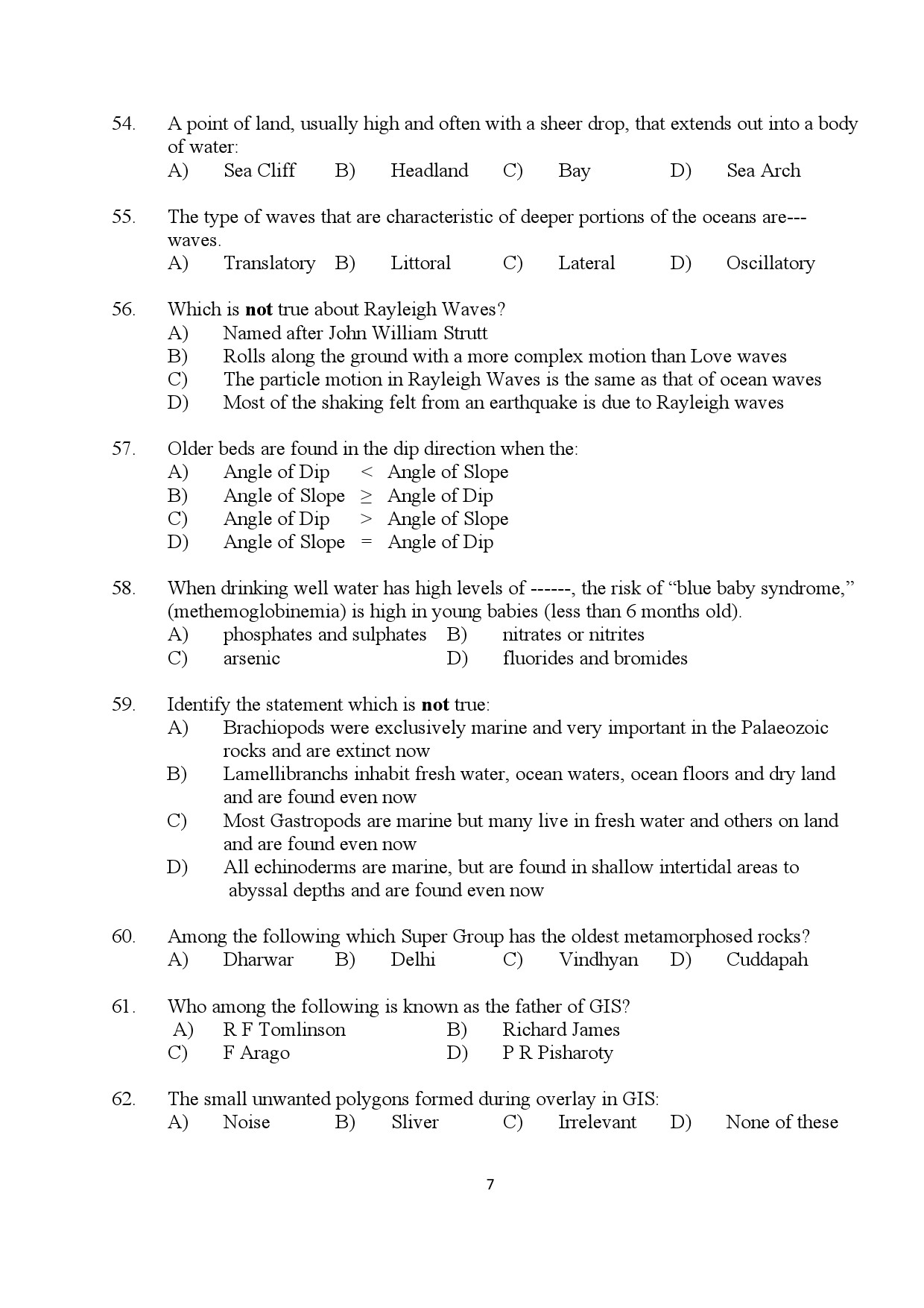 Kerala SET Geology Exam Question Paper July 2024 7