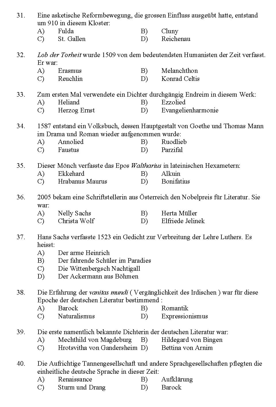 Kerala SET German Exam 2011 Question Code 91112 4