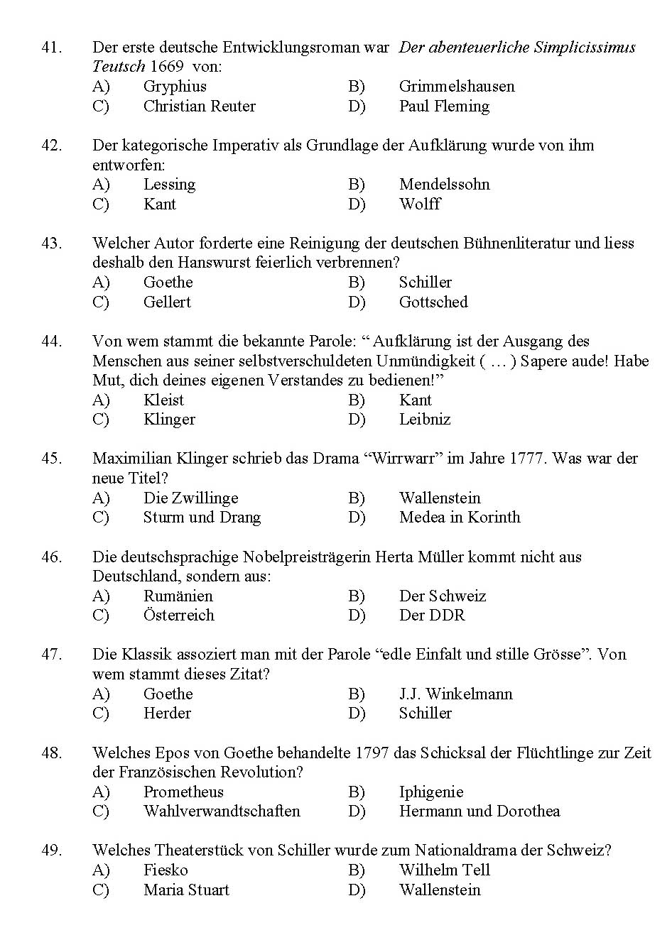 Kerala SET German Exam 2011 Question Code 91112 5