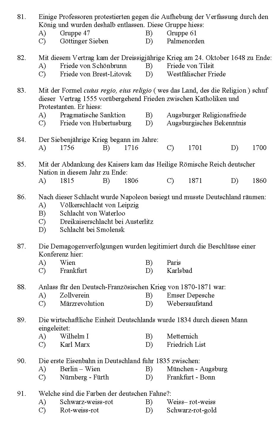 Kerala SET German Exam 2011 Question Code 91112 9