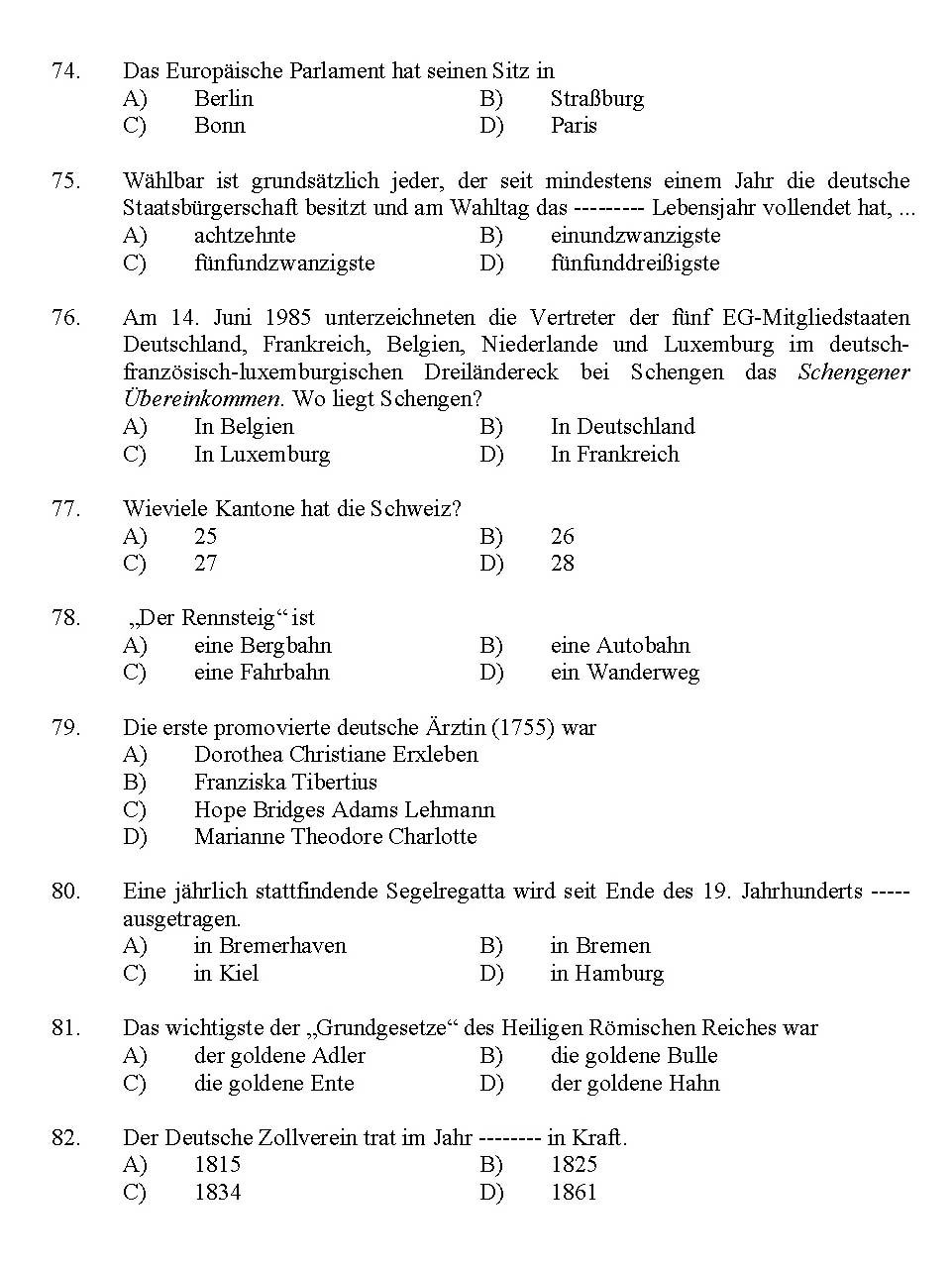 Kerala SET German Exam 2012 Question Code 12912 10