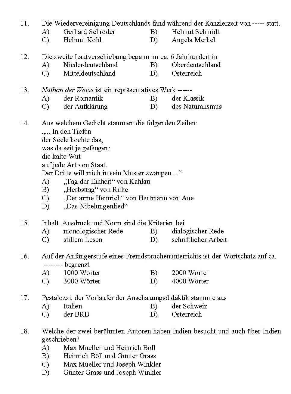 Kerala SET German Exam 2012 Question Code 12912 2
