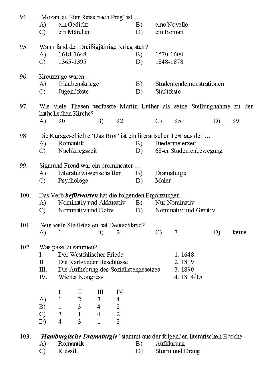 Kerala SET German Exam 2016 Question Code 16112 A 13