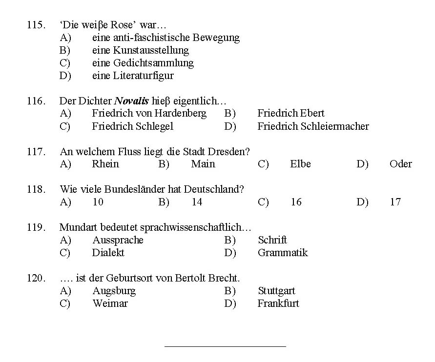 Kerala SET German Exam 2016 Question Code 16112 A 15