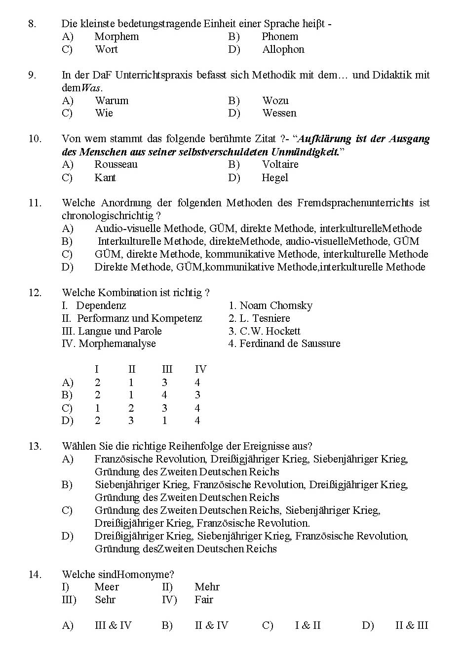 Kerala SET German Exam 2016 Question Code 16112 A 2