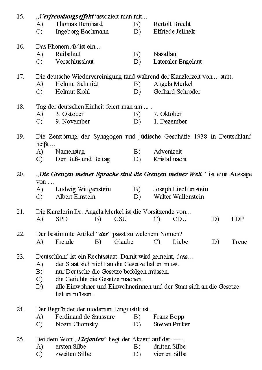 Kerala SET German Exam 2016 Question Code 16112 A 3