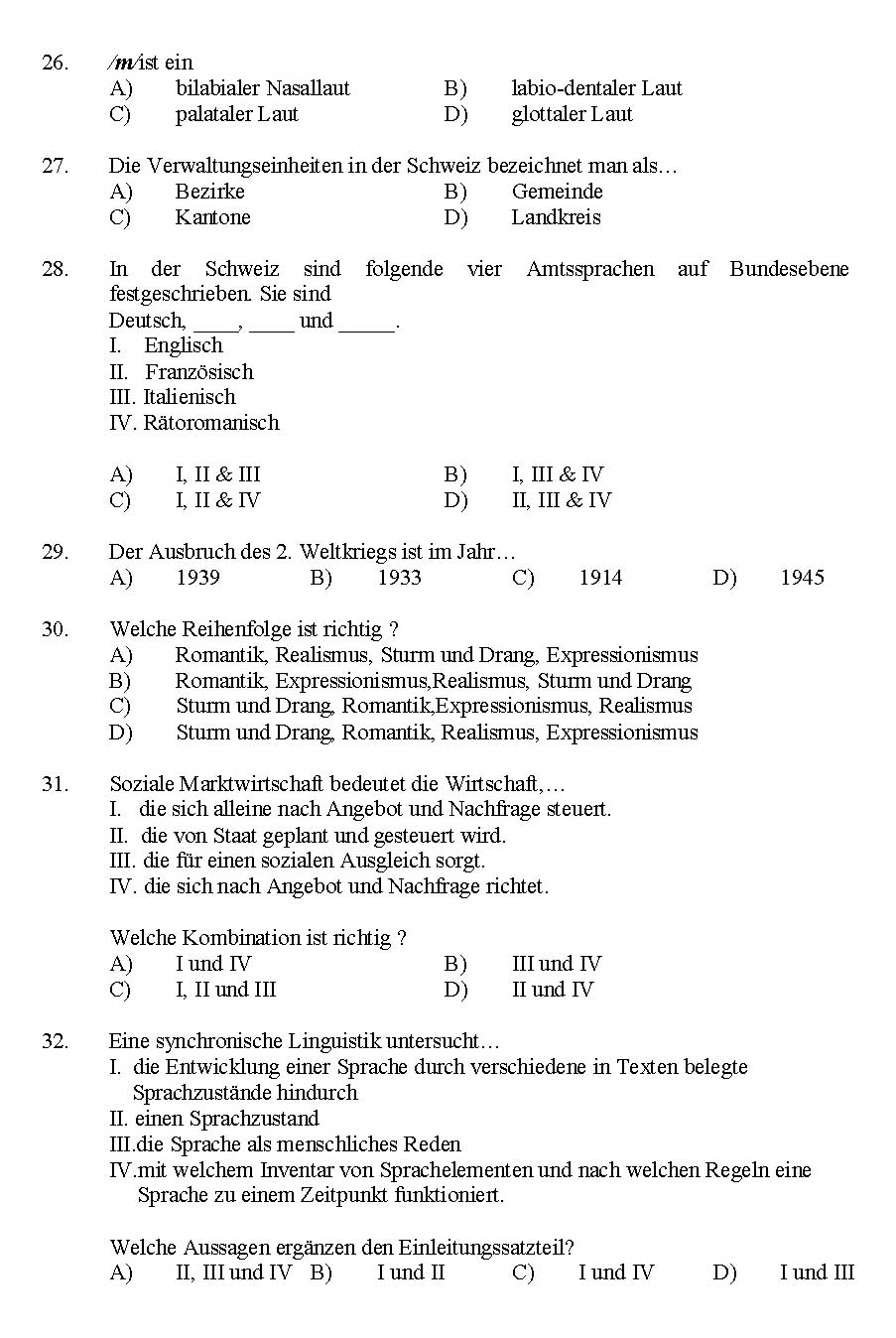 Kerala SET German Exam 2016 Question Code 16112 A 4