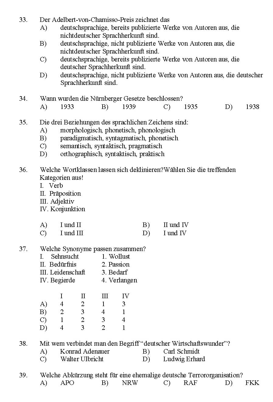 Kerala SET German Exam 2016 Question Code 16112 A 5