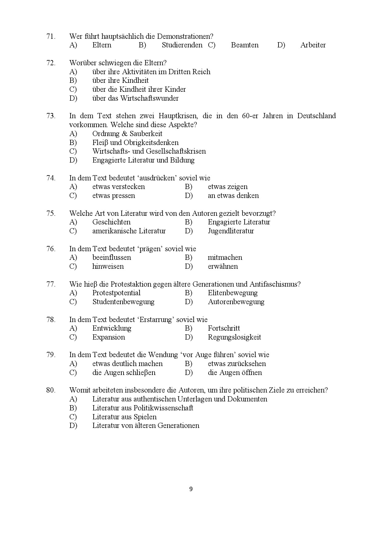 Kerala SET German Exam Question Paper January 2022 9