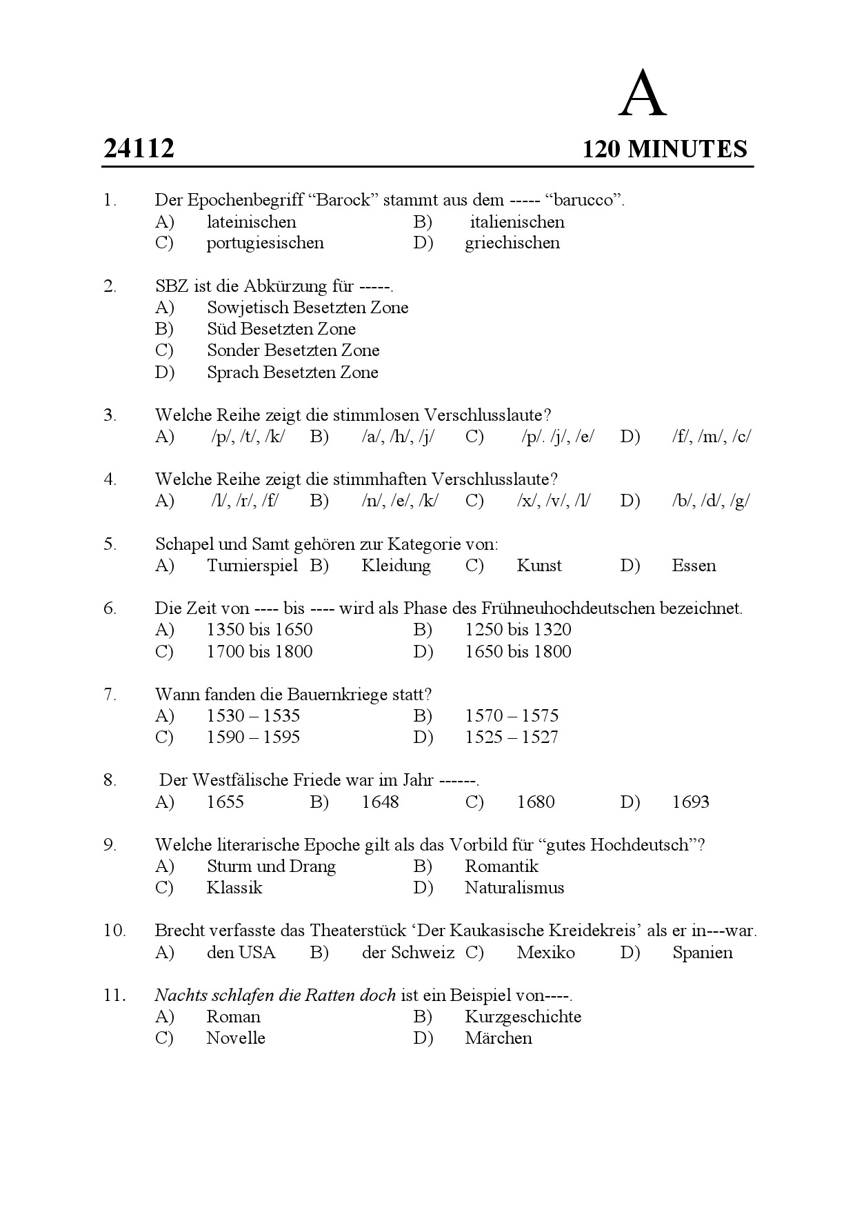 Kerala SET German Exam Question Paper January 2024 1